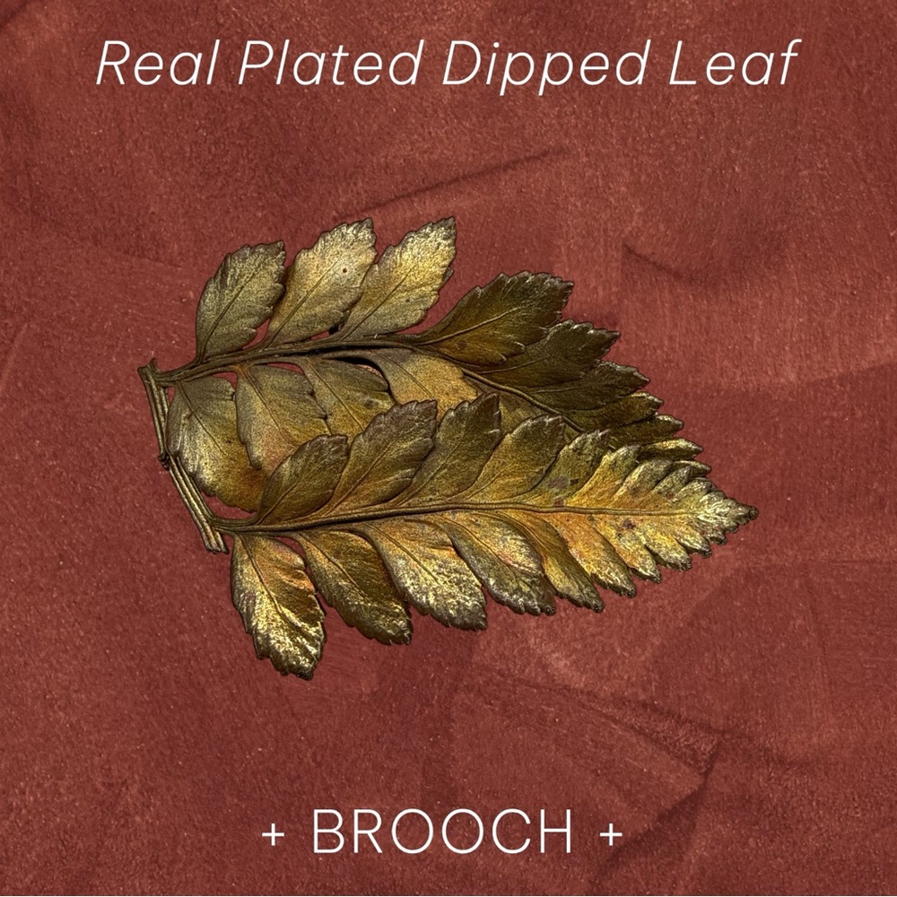 Vintage Real Dipped Leaf Brooch/Pin- Gold, Copper, Bronze Tones- Handmade